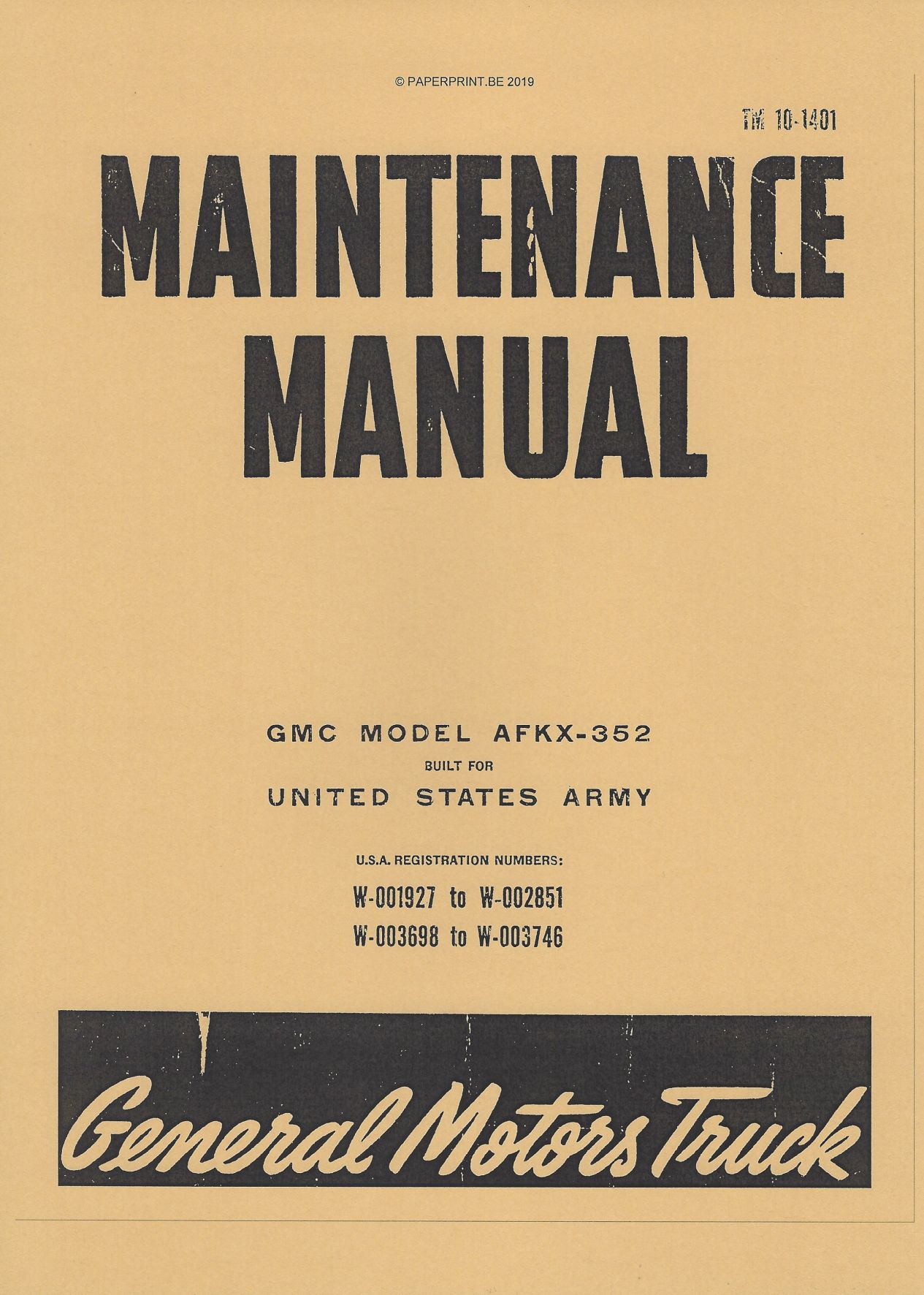 TM 10-1401 US GMC AFKX-352  MAINTENANCE MANUAL